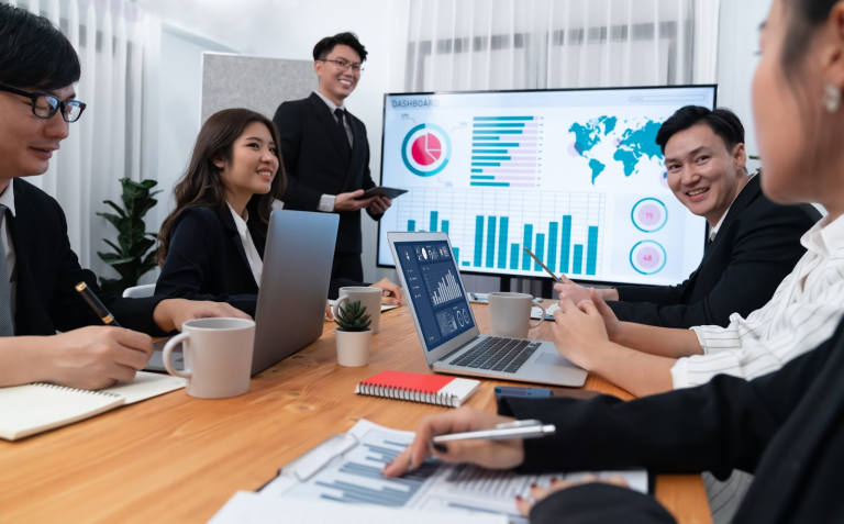 sales team working